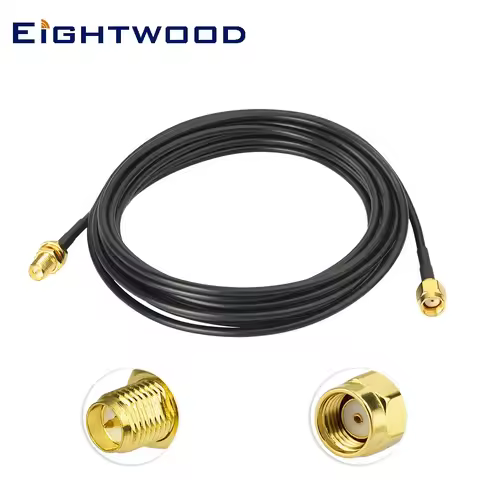 Eightwood RP-SMA Male to RP-SMA Female RG174 3m for Wireless Network Card USB WiFi Adapter Router Bo