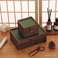 Solid Wood Desktop Storage Box Begonia Flower Glass Lockable Lid Rectangular Jewelry Box Document Ho