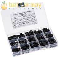 BETTER-MAYSHOW 320 Pcs Screws Spacers Assortment Kit, Nylon Black Round Spacer, Hardware Spacers Ele