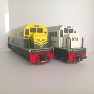 Mainan Kereta Lokomotif Model CC201 Vintage/Garis Biru - Toy