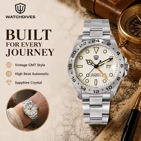 Watchdives WD1993 Vintage GMT Automatic Watch Men Hangzhou6460 Mechanical Watch 40.5Mm AR Sapphire 2