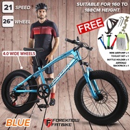 KAIMARTE Fatbike 21 Speeds 26 Wheels Professional Frame Mountain Bike With Gear System