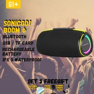 SonicGear SonicGo Boom 2/6 IPX 5 Waterproof TWS Dual Bass RGB Light Portable Bluetooth Speaker