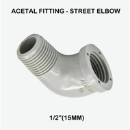 1/2" (15MM) ACETAL STREET ELBOW / ACETAL MALE FEMALE THREAD ELBOW / NYLON STREET ELBOW / PENYAMBUNG 