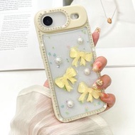 iPhone Air Case 閃鑽蝴蝶結手機殼可爱苹果防跌落保護殼 米白色