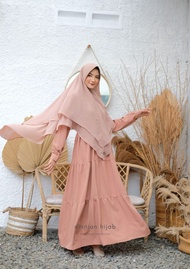 Dress muslim Azkia warna nude busui friendly by amnion hijab