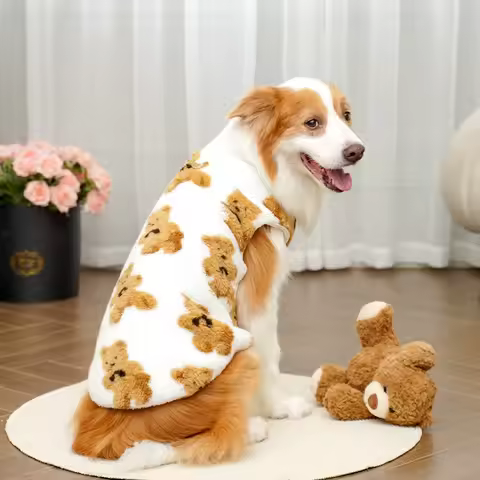 3XL-9XL Winter Puppy Clothes Warm Fleece Cute Bear Pattern Dog Vest Dog Sweater Pet Supplies Vest Pi