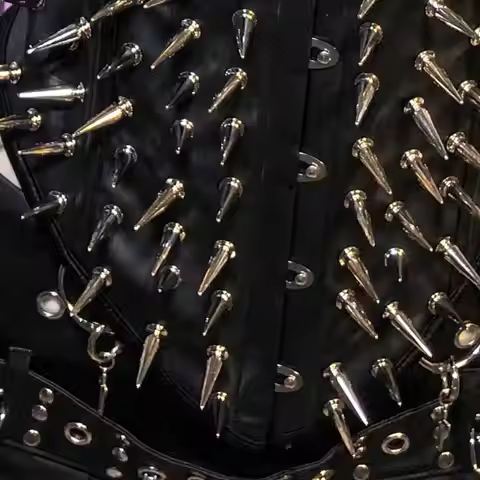 Goth Corset Tops Spiked Emo Clothing Gothic Tank Rave Festival Outfit Y2K T-shirt ALT Grunge Punk Ro
