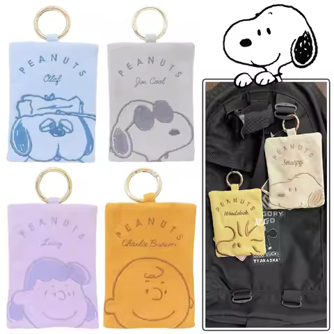 Snoopy Mini Cosmetic Bag Women Portable Lipstick Storage Pouch Cartoon Embroidery Coin Purse Zipper 