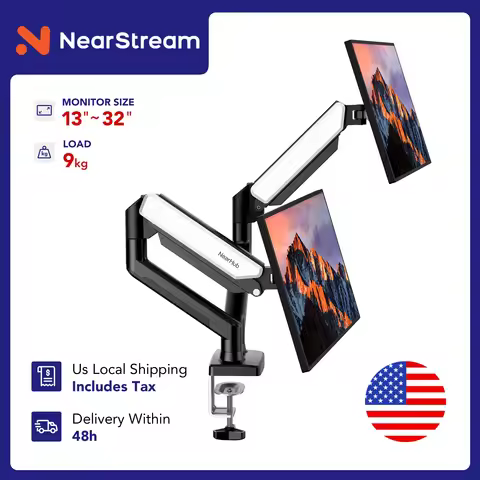 13-32'' Monitor Arm Dual Arm With C-Clamp & Grommet Mount,Flexible Adjustment Effortless Installatio