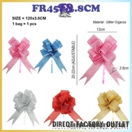 3.8CM - PULL FLOWER RIBBON/RIBEN TARIK BUNGA/GLITTER PULL FLOWER/SHINING RIBBON/GLITTER ORGANZA RIBE