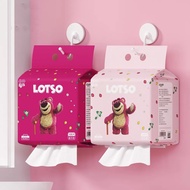LOTSO Cotton Tissue 100Pcs Disposable Wet And Dry Facial Tissue Towel Tuala Muka Strawberry Bear Fac