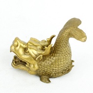 Pure Copper Antique Dragon Head Fish Aquarium Auspicious Beast Chi Kiss Bronze Ornaments White Coppe