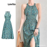 【In stock】Lovito Women Elegant Paisley Geometric Split Front Dress L105MD559 SZGW YHUT 96C2 FVIP AAR