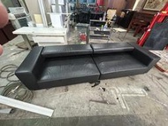 【非凡二手家具】黑色半牛皮四人座沙發 *布沙發*客廳沙發*會客沙發