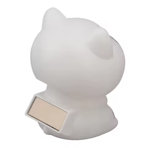 Plastic Lucky Cat Figurine 2.36*2.17*2.68 in White Solar Powered Waving Cat Cat Auspicious Cat Ornam