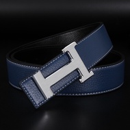 2022 Mens leather T-buckle belt 3.7 double-sided lychee belt Two-layer cowhide fashionable versatile