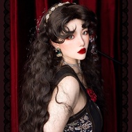 Gypsy Rose-Black Fluffy Wool Roll lolita Wig Sultan's Game Maggie cos Mabu Hee