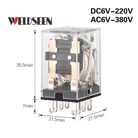 Intermediate Electromagnetic Relay HH52PL 8Pins 5A Silver Contact 12V 24V 36V 48V 110V 220V 380V