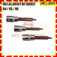 EXTRA LONG HEAVY DUTY HEX BIT SOCKET MOTORCYCLE CAR Hex Allen Key Bit Socket Tools 1/2" H4 H5 H6