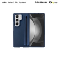 RAVAKA รุ่น Z Fold 7 Nikita Series Compatible Case พร้อม S Pen และกรอบ กระจกใส เคสหรู บางเฉียบ สี ดำ