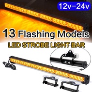 Amber 22 Inch 26 Inch Car Led Strobe Light bar 13 Modes 12V 24V Car Truck Lori Emergency Warning Traffic Advisor Flashing Strobe Light Bar Waterproof Car Accessories Led Light Truck Lamp Yellow