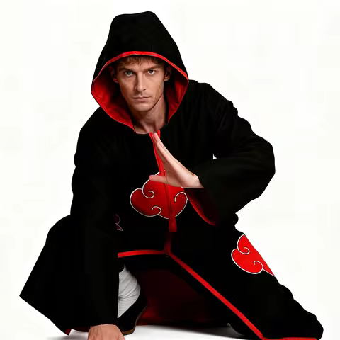 Kakashi Hatake Cosplay Costume Akatsuki Cloak Uchiha Itachi Sharingan Headband Necklace Ring Kunai H