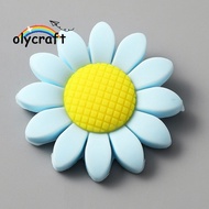 20pcs Grade Silicone Beads Sunflower Aqua 39.5~40x9.5mm Hole: 2mm