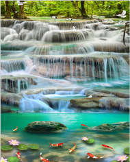 ภาพวาดขนาดใหญ่น้ำตกทิวทัศน์ธรรมชาติแบบปักโมเสคนกพิราบปลาเพชรเทียมตกแต่งบ้าน YY1117บัว