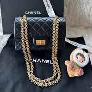 香奈兒 Chanel 2.55 mini 黑金 褶皺牛皮 超級耐用 全新現貨