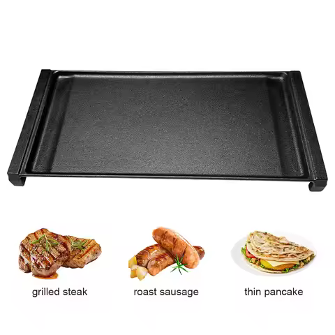 19.3 X 9.1inches Iron Griddle Pan Rectangular Griddle Flat Griddle Pancake Griddle for Open Flame an