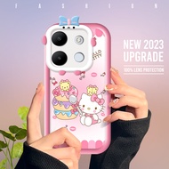 สำหรับ Infinix Smart 7 Tecno Spark Go 2023 Tecno Pop 7 Pro การ์ตูนน่ารักลาย Hello Kitty เคสโทรศัพท์มือถือเปลือกเลนส์โทรศัพท์มอนสเตอร์เคสโทรศัพท์มือถือนิ่มฝาครอบป้องกันกันกระแทก