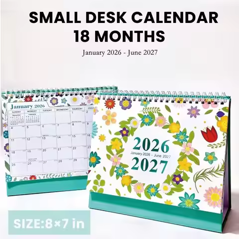 Cactus Desk Calendar January 2026-June 2027 Standing Flip 2026 Desktop Planner Office Supplies Small