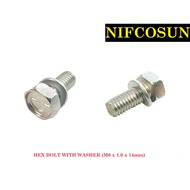 [READY STOCK] HEX BOLT WITH WASHER (M6 X 1.0 X 14mm)