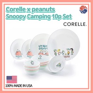 Corelle x Peanuts Snoopy Camping 10p Set/Corelle USA/Snoopy Plate/Corelle Plate/Snoopy kitchen/pastelton plate/Dinnerware Corelle set/Large Plates/ Corelle Kitchen /Corelle Dining