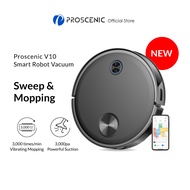 [New] Proscenic V10 Robot Vacuum Cleaner 3000pa Strong Suction Vibrating Sweeping &amp; Mopping System LDS Navigation