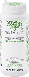 Vital Green Natural Powder Deodorant of Crystal Stone Alum (Potassium) - Unscented - Body or Feet Us