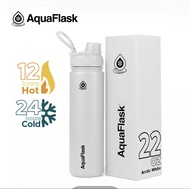 AQUAFLASK 22 oz Wide Mouth With Spout Lid Vacuum Insulated Stainless Steel Drinking Water Bottle