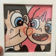 DIY Handmade Diamond Painting with Frame Couple Diamond Painting Cartoon Sticker Diamond Painting Ha