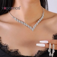 YADORNOS Women's Necklace Set - High Quality Zircon Necklace - High Flash Chain Earrings - Set Geome