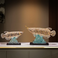 Fish Leaping Over the Dragon Gate Gold Leaf Crystal Dragon Fish Ornament Craft Living Room Decoratio