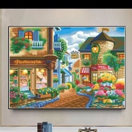 Closed embroidery painting, Peaceful Town 8Z153 embroidered with 4 threads, 9CT, size 100*75 cm