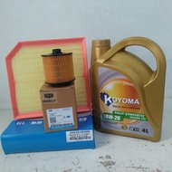 GEELY PROTON X70 1.5 TURBO OIL FILTER + AIR FILTER + KOYOMA 0W20 FULLY SYNTHETIC ENGINE OIL