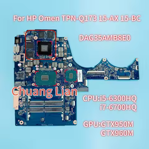 DAG35AMB8E0 For HP Omen TPN-Q173 15-AX 15-BC Laptop Motherboard With i5 i7 CPU GTX950M GTX960M 2GB/4