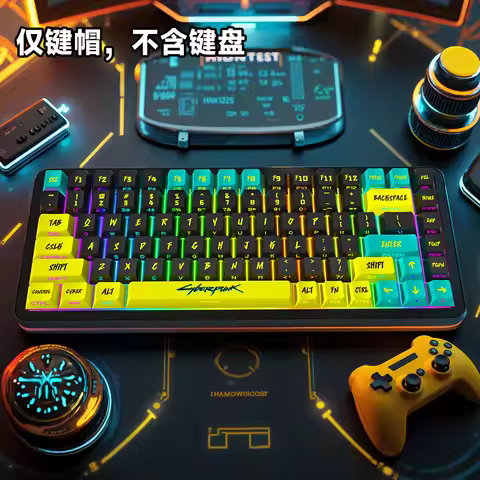 Cyberpunk Keycaps PBT OEM Height Side-Engraved Translucent for Mechanical Keyboards
