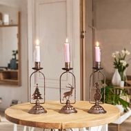 Iron wax candle holder decoration for dining table, romantic Christmas candle holder decoration for 