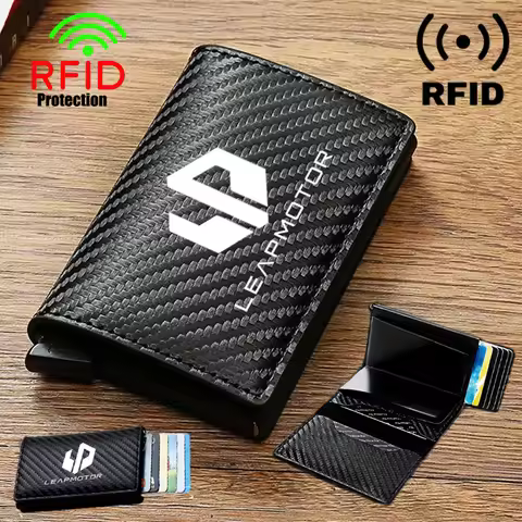 Anti Thief Rfid Men Card Wallets Carbon Fiber Leather PU Slim Mini Wallet For Leapmotor C10 B10 B01 