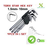 Star Hex Key /Torx Hex Key Set /Allen Key Star/Hex key Set/Folding L-Shape Screwdriver 9pcs