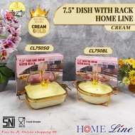 HOME LINE 7.5 inch round and square casseroledeluxe yellow gold with chrome gold stainless steel she