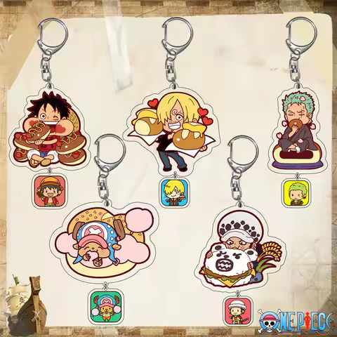 One Piece Luffy Acrylic Keychain Anime Figures Zoro Nami Usopp Sanji Chopper Burukku Backpack Pendan